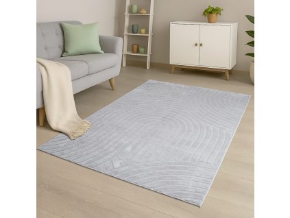 Moderný kožušinový koberec Waves 501 sivý 1