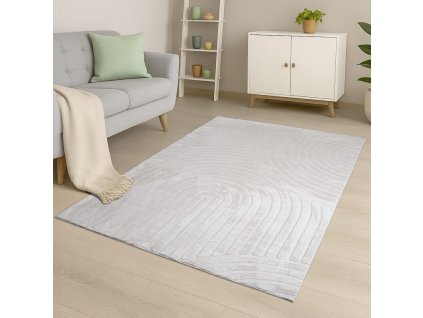 Moderný kožušinový koberec Waves 501 taupe 1