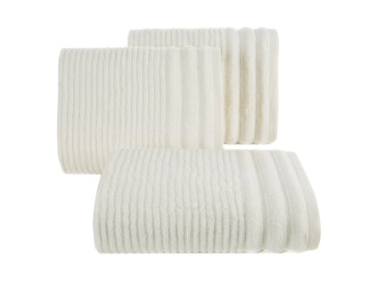 Bavlnený uterák SAMMY zdobený pruhmi v krémovej farbe