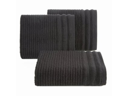 Bavlnený uterák SAMMY zdobený pruhmi v čiernej farbe