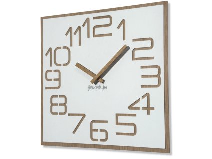 Moderné drevené hodiny EKO Digits biele - 40cm II. akosť