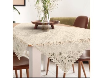 Béžový čipkovaný obrus ROSALY 85x85cm