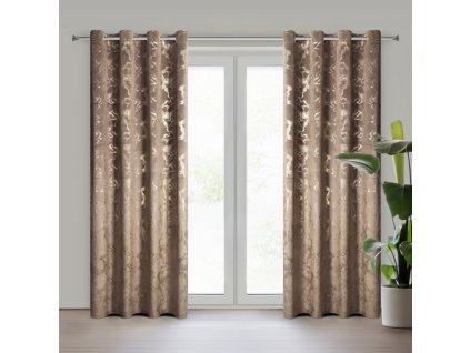 Zamatový záves RAJA na dekoračných kolieskach 140 x 250 cm v hnedej farbe