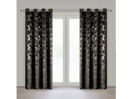 Zamatový záves RAJA na dekoračných kolieskach 140 x 250 cm v čiernej farbe