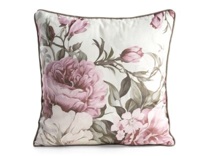 Zamatová dekoračná obliečka na vankúš PEONY v krémovej farbe, 45 x 45 cm