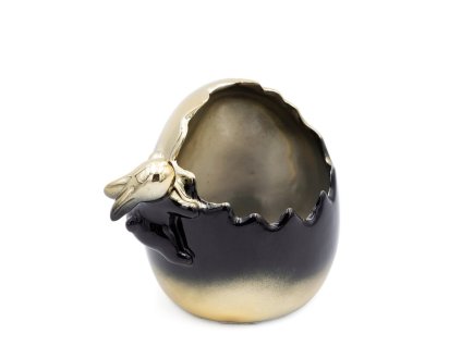 Veľkonočná figúrka vajíčka so zajačikom v čierno-zlatej farbe