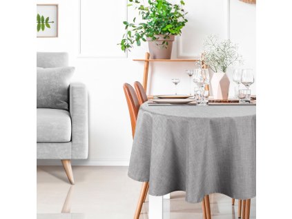 Okrúhly vodeodolný obrus KATE v striebornej farbe - priemer 150 cm