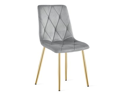Zamatová jedálenská stolička LIBRA - sivá so zlatými nohami