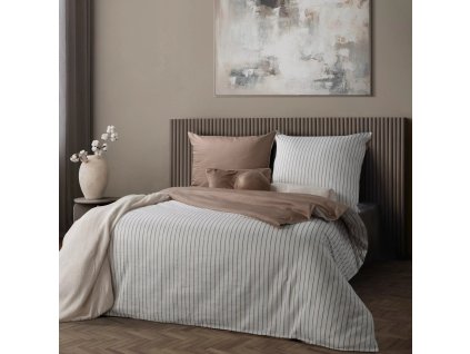 Saténové posteľné obliečky RAJA bielo béžové