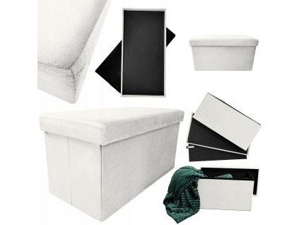 Zamatová skladacia taburetka Perfect Duo Krémová