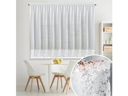 Hotová záclona ARTEMIDA 350 x 155 cm na riasiacej páske - biela