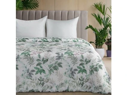 Prehoz na posteľ AMANDA s potlačou 240x220 cm - biely