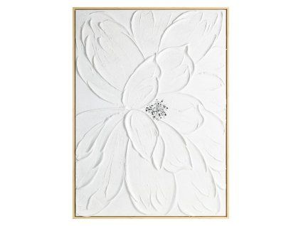 Ručne maľovaný obraz na plátne v ráme 60x90 cm – biely