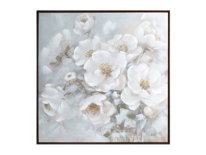 Ručne maľovaný obraz na plátne v ráme 80x80 cm – krémový