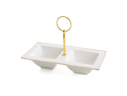 Dekoratívna keramická misa OLIVIA 23 x 13 cm, biela