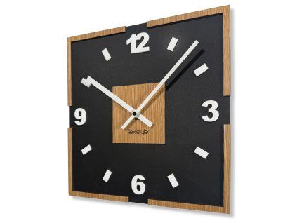 Nástenné hodiny s dubovou dyhou Scandi 30x30 cm – čierne