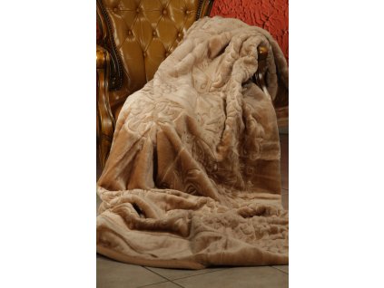 989955 luxusna akrylova deka cappucino tlaceny vzor