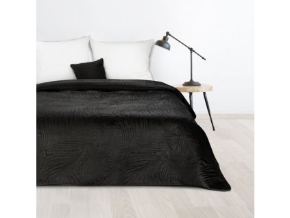 Luxusný zamatový prehoz na posteľ LUIZ4 v čiernej farbe