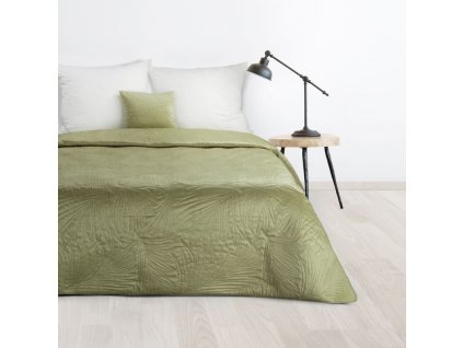 Luxusný zamatový prehoz na posteľ LUIZ4 v svetlozelenej farbe