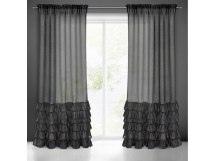 Záclona s volánmi DOLLY 140x250cm čierna