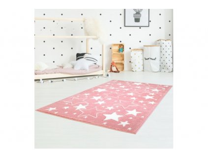 Detský koberec BEAUTY ružové hviezdy