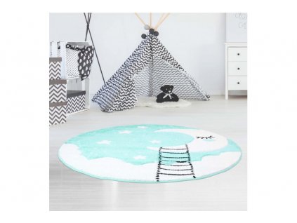 Okrúhly detský koberec BEAUTY mentolové nebo