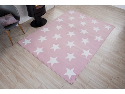 Detský koberec HOME art - Ružové hviezdy