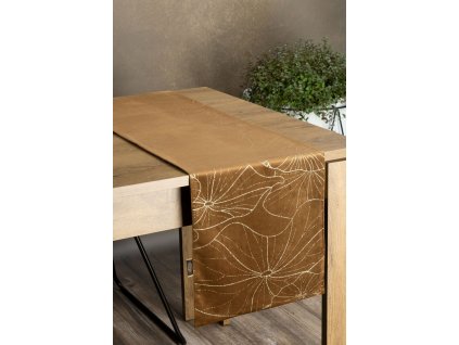 Elegantný zamatový behúň na stôl BLINK 18 hnedý