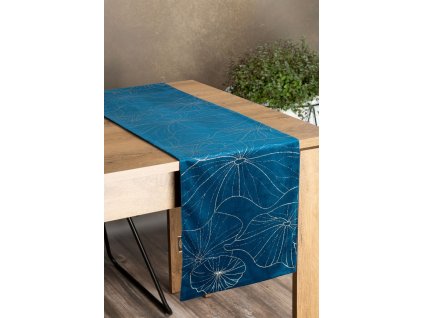 Elegantný zamatový behúň na stôl BLINK 18 granátovomodrý