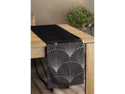 Elegantný zamatový behúň na stôl BLINK 14 čierny