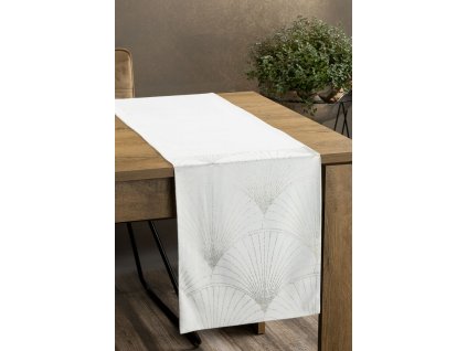 Elegantný zamatový behúň na stôl BLINK 14 biely