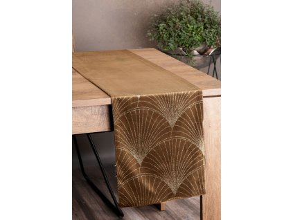 Elegantný zamatový behúň na stôl BLINK 14 hnedý