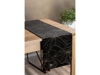 Elegantný zamatový behúň na stôl BLINK 18 čierny