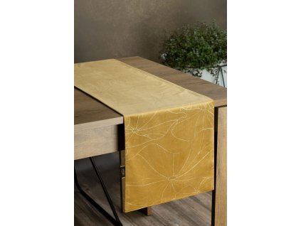 Elegantný zamatový behúň na stôl BLINK 18 zlatý