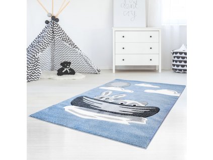 Detský koberec BEAUTY modrý s loďou