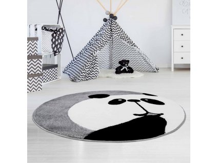 Okrúhly detský koberec BEAUTY Sivá panda