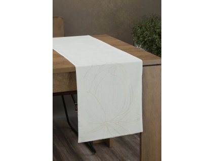 Elegantný zamatový behúň na stôl BLINK 12 biely
