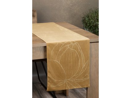 Elegantný zamatový behúň na stôl BLINK 12 zlatý