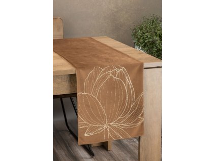 Elegantný zamatový behúň na stôl BLINK 12 hnedý