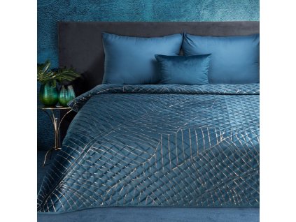Luxusný prehoz na posteľ MUSA2 v granátovomodrej farbe