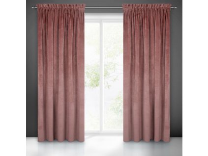 Záves VILLA z exkluzívneho zamatu 140 x 270 cm v ružovej farbe - riasiaca páska