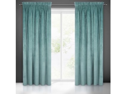 Záves VILLA z exkluzívneho zamatu 140 x 270 cm v tyrkysovej farbe - riasiaca páska