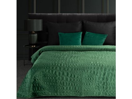 Jednofarebný zamatový prehoz na posteľ SALVIA7 zelený