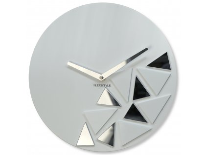 Moderné nástenné hodiny TRIANGLES biele matné