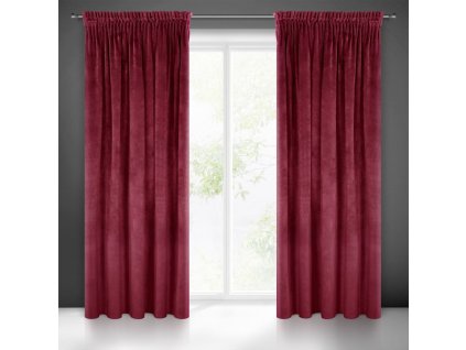 Záves VILLA z exkluzívneho zamatu 140 x 270 cm v bordovej farbe - riasiaca páska