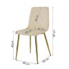 Zamatová jedálenská stolička Karo krémová zlaté nohy chrom rozmer