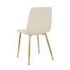 Zamatová jedálenská stolička Karo krémová zlaté nohy chrom 2