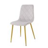 Zamatová jedálenská stolička Karo svetlo sivá zlaté nohy