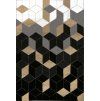 Moderný koberec LIGHT FROST Gold Cubes 140 x 200 cm, čierny + DARČEK