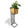Kovový kvetináč s dubovým drevom HARMONIC 22x22x80cm